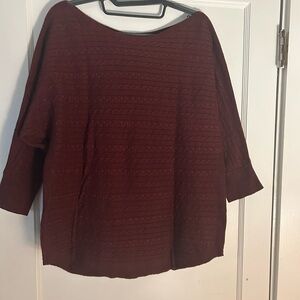 Market & Spruce Burgundy Cable Knit Sweater Size L